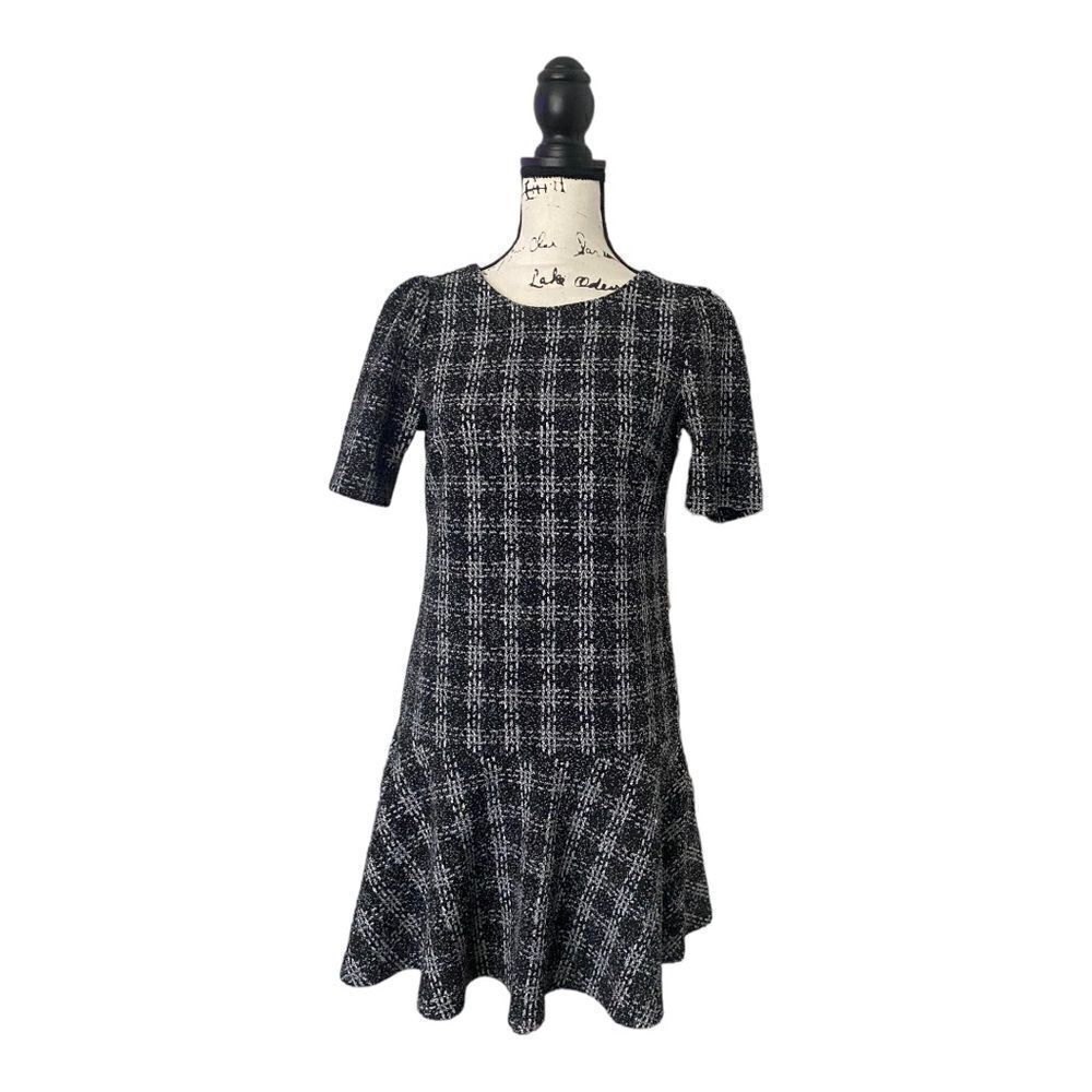 Ann Taylor Loft SZ XS black and white tweed dress